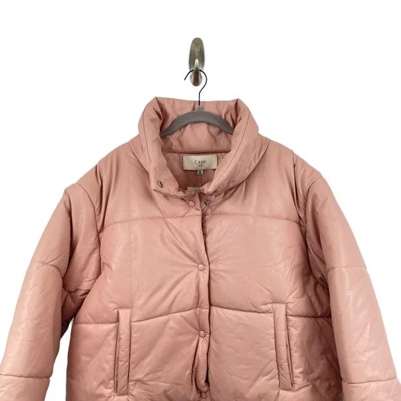 24.NWT Cami NYC Cecilia Vegan Leather Puffer Pink XL Polyurethane Faux Leather - Picture 3 of 12